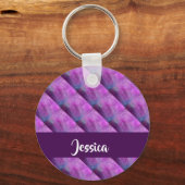 紫の房状パターン（の模様が）ある キーホルダー (正面)