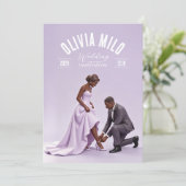 紫の手をつなぐアートワーク 結婚式 招待状 (スタンド正面)