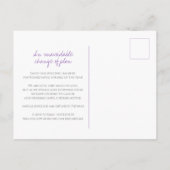 紫の手描きの葉のモノグラム結婚式の中止カード 案内ポストカード (裏面)