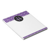 紫の手書きパターモノグラムのン ノートパッド (アングル)