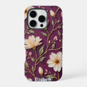 紫の抽象的な花柄 iPhoneケース (裏面)