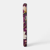 紫の抽象的な花柄 iPhoneケース (左側面)