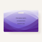 紫の抽象芸術ビジネス写真ID バッジ (裏面)