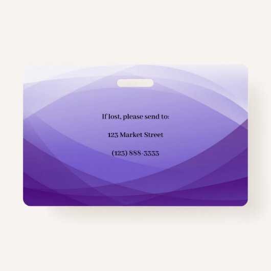 紫の抽象芸術ビジネス写真ID バッジ (裏面)