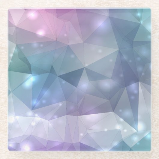 紫の抽象芸術フラクタルデザインとライト ガラスコースター (正面)