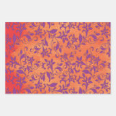 紫の抽象芸術フローラオンオレンジステイン ラッピングペーパーシート (正面)