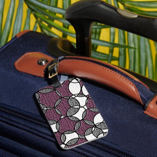 紫の抽象芸術循環パターン ラゲッジタグ (正面インサイチュ1)