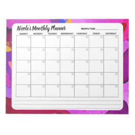 紫の抽象芸術月次カレンダーメモ帳 ノートパッド