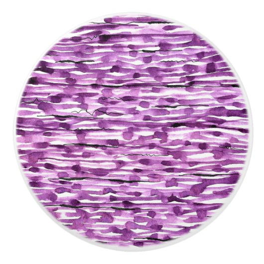 紫の抽象芸術水の色のストライプ セラミックノブ (正面)