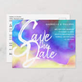 紫の抽象芸術水の色はっきりした、シック&モダン ポストカード (正面/裏面)