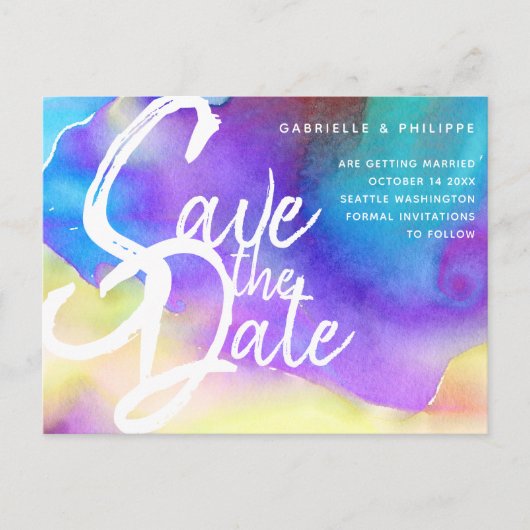 紫の抽象芸術水の色はっきりした、シック&モダン ポストカード (正面)