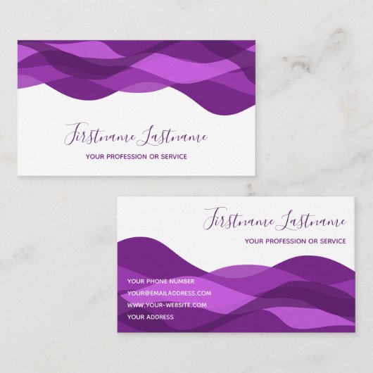 紫の抽象芸術波書 名刺 (正面/裏面)