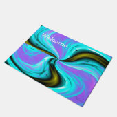 紫の抽象芸術渦巻きアートワークへようこそ ドアマット (アングル)