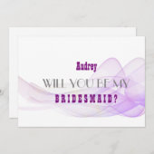 紫の抽象芸術私の花嫁のメイドになる? 招待状 (正面/裏面)