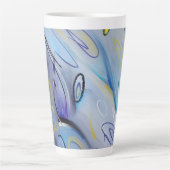 紫の抽象芸術 カフェラテマグ (正面)