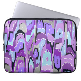 紫の抽象芸術（青と黒のアクセント） ラップトップスリーブ