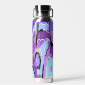 紫の抽象芸術（青と黒） ウォーターボトル (背面)
