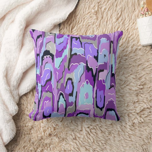 紫の抽象芸術(青と黒) クッション (ブランケット)