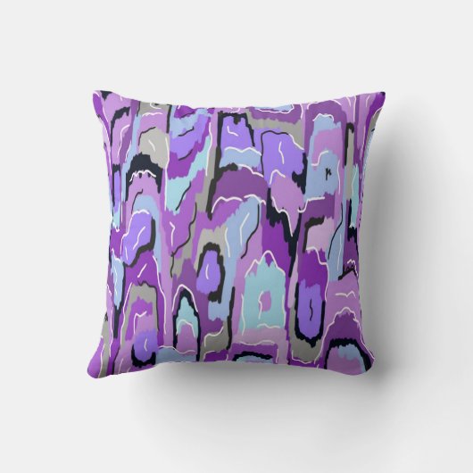 紫の抽象芸術(青と黒) クッション (裏面)