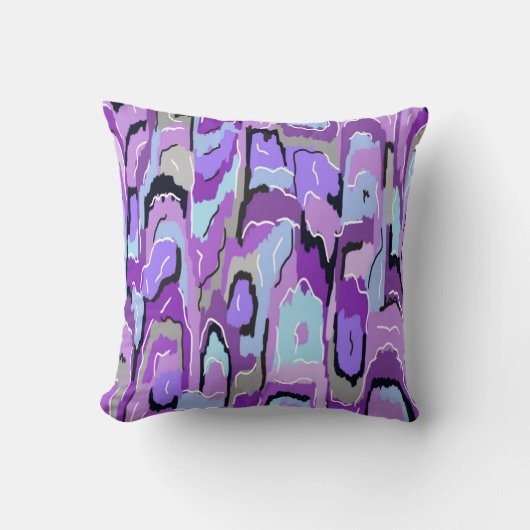 紫の抽象芸術(青と黒) クッション (正面)