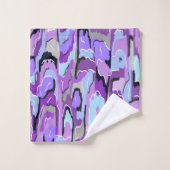 紫の抽象芸術(青と黒) バスタオルセット (ウォッシュタオル)