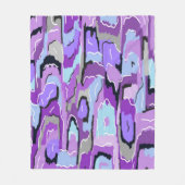 紫の抽象芸術(青と黒) フリースブランケット (正面)