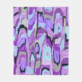 紫の抽象芸術（青と黒） フリースブランケット