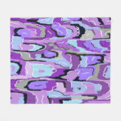 紫の抽象芸術(青と黒) フリースブランケット (正面(横))