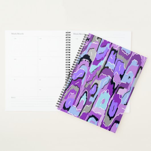 紫の抽象芸術（青と黒） プランナー手帳 (ディスプレー)