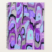 紫の抽象芸術（青と黒） プランナー手帳 (正面)