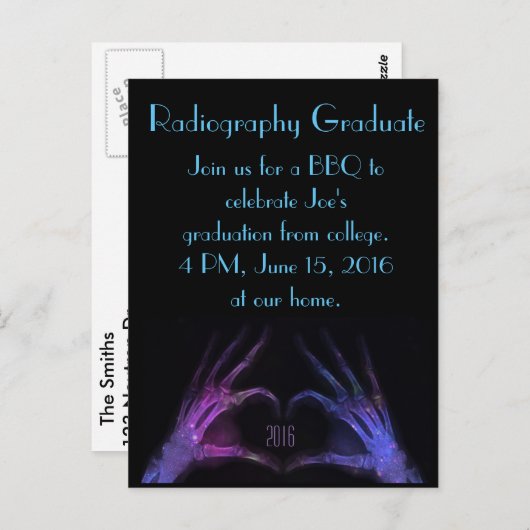 紫の指でハートX線X線X線撮影（法） Gradを作る ポストカード (正面/裏面)