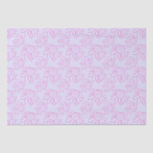 紫の描紙にピンクの線花模様 薄葉紙 (正面)