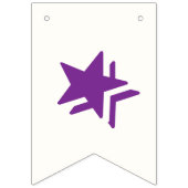 紫の文字と星の上の白のbkgd☆ハッピーバースデー☆ バンティングフラッグ (第1の旗)