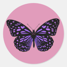 紫の斑点の蝶 ラウンドシール