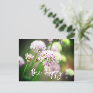 紫の斜めのネギの花で幸せ シーズンポストカード