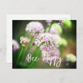 紫の斜めのネギの花で幸せ シーズンポストカード (正面/裏面)