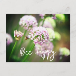 紫の斜めのネギの花で幸せ シーズンポストカード