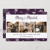 紫の新結婚した生スノーフレーク写真 シーズンカード (正面/裏面)