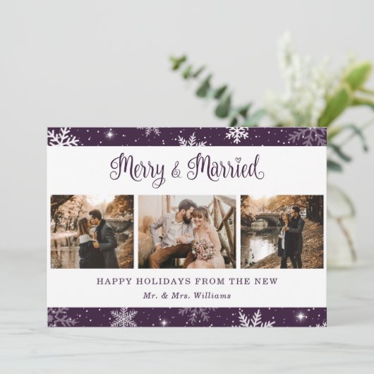 紫の新結婚した生スノーフレーク写真 シーズンカード (スタンド正面)