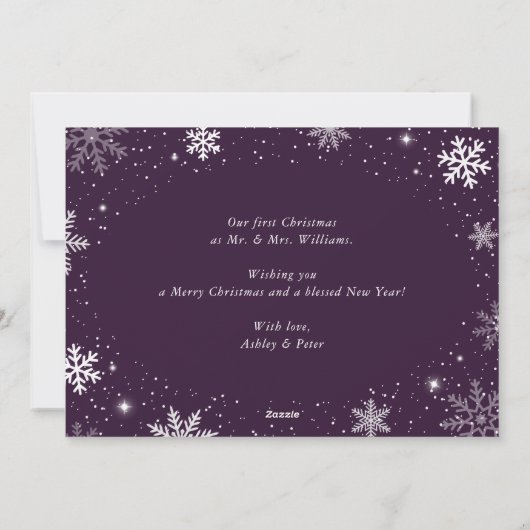 紫の新結婚した生スノーフレーク写真 シーズンカード (裏面)