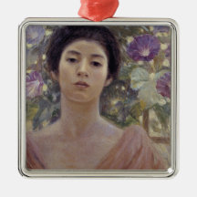 紫の日本の朝顔の花を持つ美しい