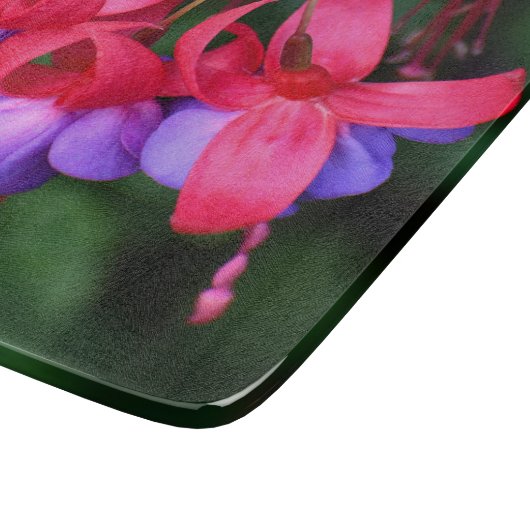 紫の明るい赤紫色とピンクセパールフローラ カッティングボード (角)