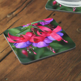 紫の明るい赤紫色とピンクセパールフローラ コースター