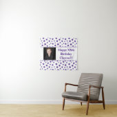 紫の星とメッセージの写真 誕生日 タペストリー (インサイチュ(横))