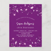 紫の星の誕生日 インビテーションポストカード (正面)