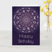 紫の星占いホイール カード (黄色い花)