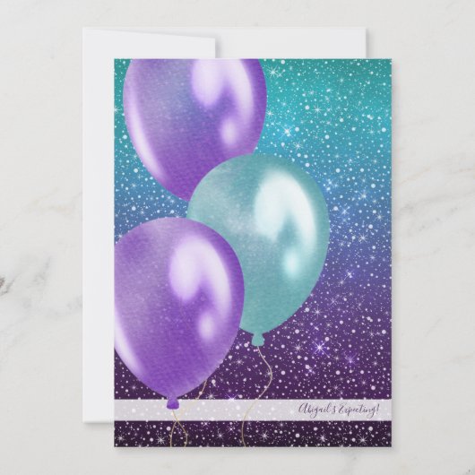 紫の星空の夜のカップルまたはママの赤ちゃんシャワー 招待状 (裏面)
