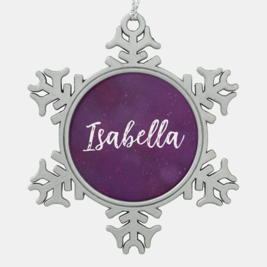 紫の星空 スノーフレークピューターオーナメント (正面)