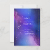 紫の星雲 天体アート 宇宙 ウェディング 招待状 (正面)