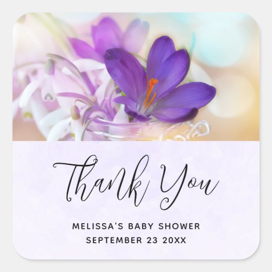 紫の春かわいらしクロカスイベントの写真 スクエアシール (正面)